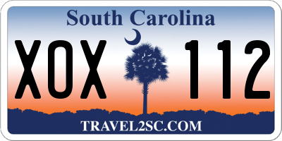 SC license plate XOX112