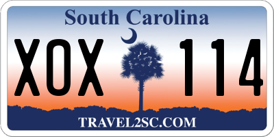 SC license plate XOX114
