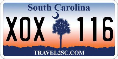 SC license plate XOX116