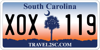 SC license plate XOX119