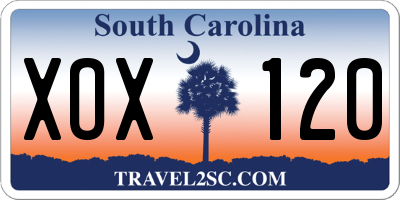 SC license plate XOX120