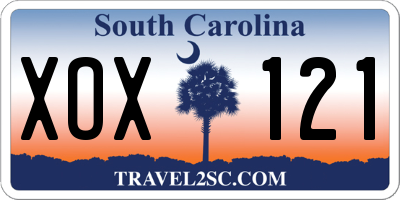 SC license plate XOX121