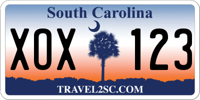 SC license plate XOX123