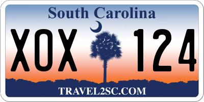 SC license plate XOX124