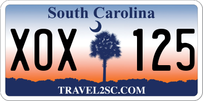 SC license plate XOX125
