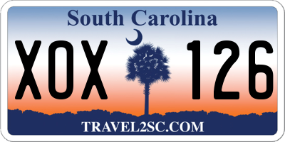 SC license plate XOX126