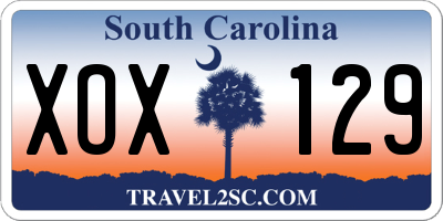 SC license plate XOX129