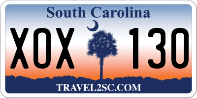 SC license plate XOX130