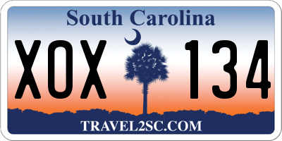 SC license plate XOX134