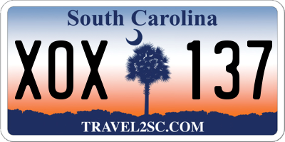 SC license plate XOX137