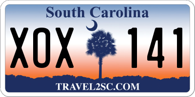 SC license plate XOX141