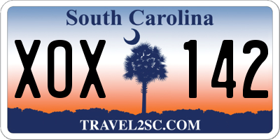 SC license plate XOX142