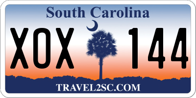 SC license plate XOX144
