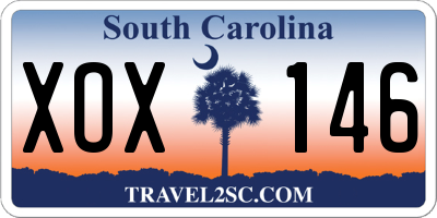 SC license plate XOX146