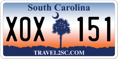 SC license plate XOX151