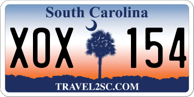 SC license plate XOX154