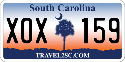 SC license plate XOX159
