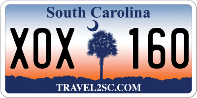 SC license plate XOX160