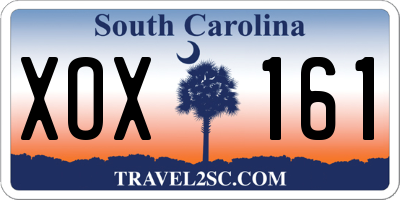 SC license plate XOX161