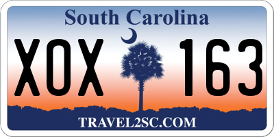 SC license plate XOX163