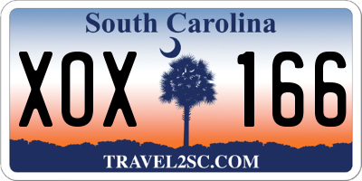 SC license plate XOX166