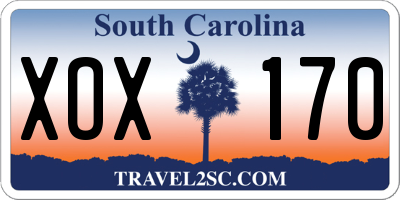 SC license plate XOX170