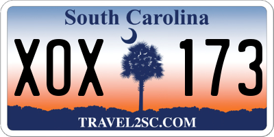 SC license plate XOX173
