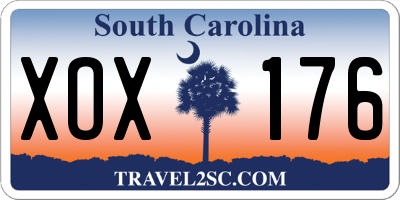 SC license plate XOX176