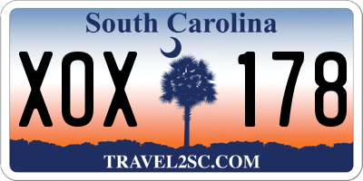SC license plate XOX178