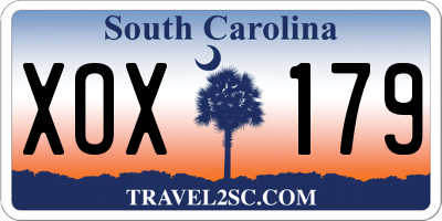 SC license plate XOX179