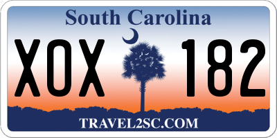 SC license plate XOX182