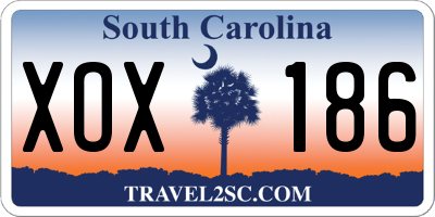 SC license plate XOX186