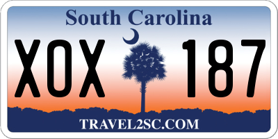 SC license plate XOX187