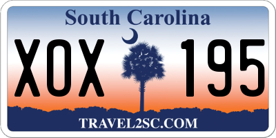 SC license plate XOX195