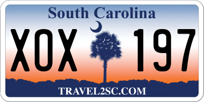 SC license plate XOX197