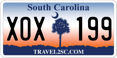 SC license plate XOX199