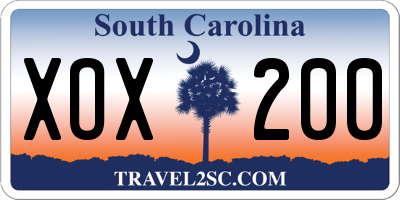SC license plate XOX200