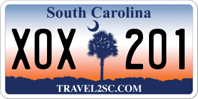 SC license plate XOX201