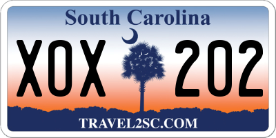 SC license plate XOX202