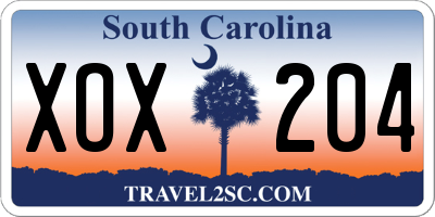 SC license plate XOX204