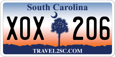 SC license plate XOX206