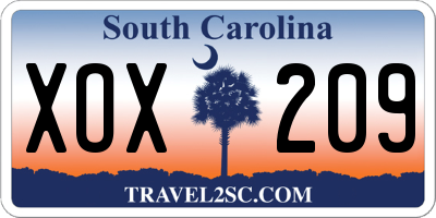 SC license plate XOX209