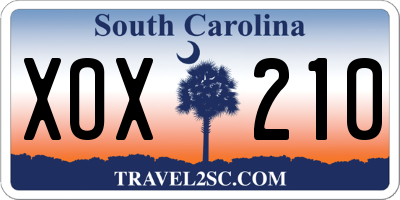 SC license plate XOX210