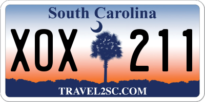 SC license plate XOX211