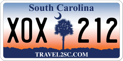 SC license plate XOX212