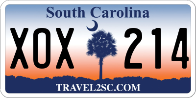 SC license plate XOX214