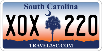 SC license plate XOX220