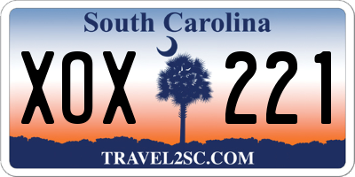 SC license plate XOX221