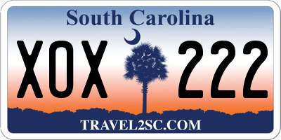 SC license plate XOX222