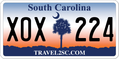 SC license plate XOX224